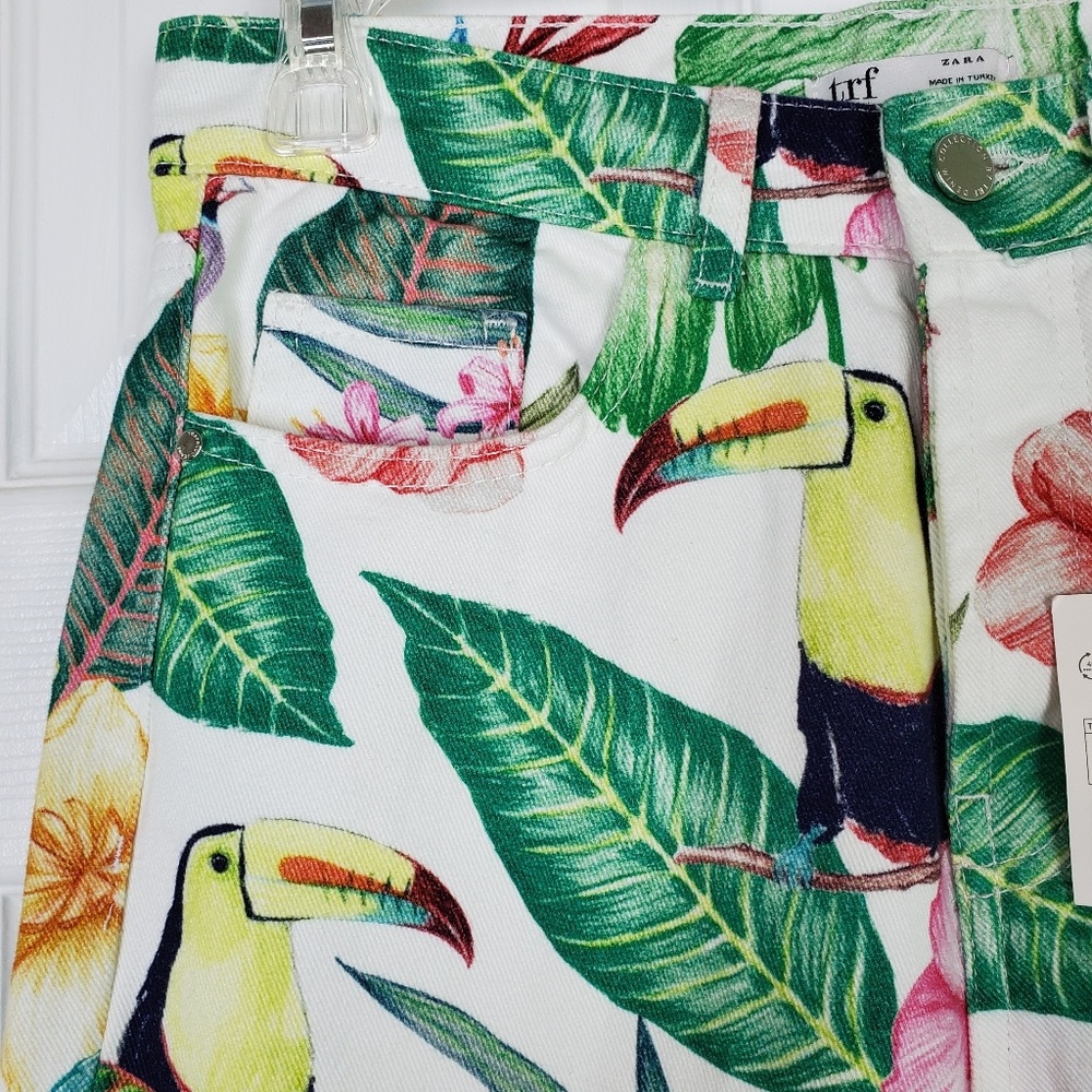 NWT zara mom style tropical bird  high rise Jeans - Picture 4 of 8